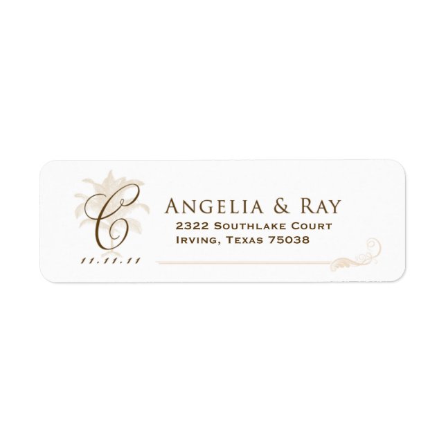 Custom Palm Tree Wedding Logo Return Address Label (Front)