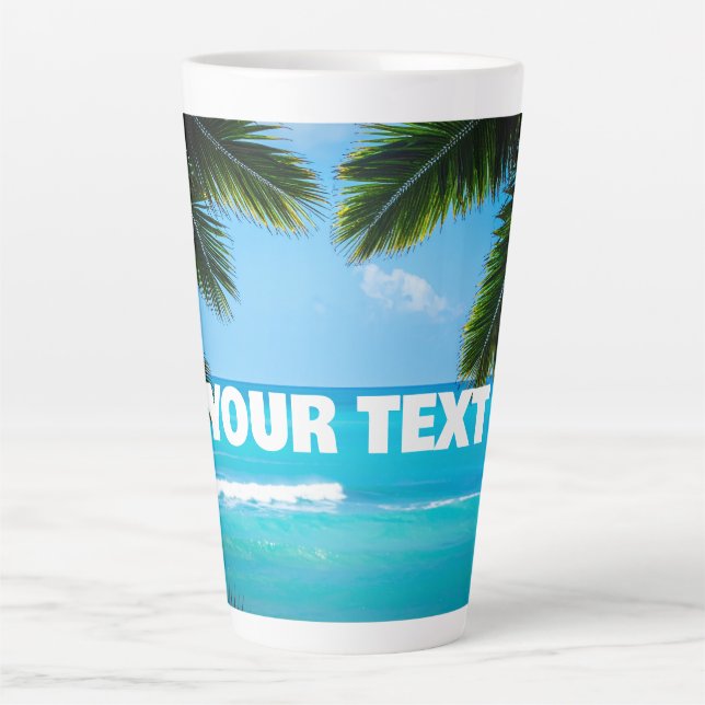 Custom palms on a beach latte mug (Front)