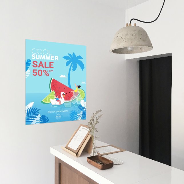 custom PalmTree Seasonal Sale Business Ads Poster (custom Palm Tree Watermelon Cool Summer Sale Business Ads Poster)