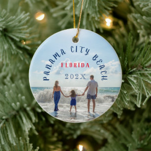 Custom Panama City Beach Florida Travel Souvenir  Ceramic Ornament