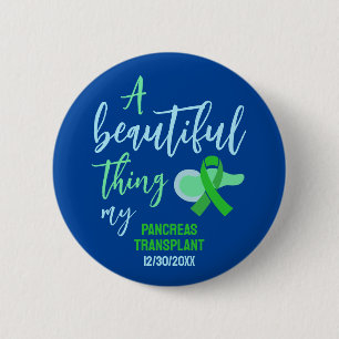 Custom Pancreas Transplant Green Ribbon 6 Cm Round Badge