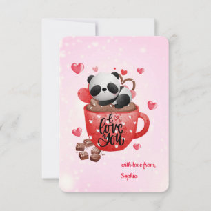 Custom Panda in a Mug I Love You Hot Chocolate  Card
