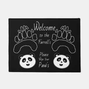Custom Panda Welcome Mat add name wipe paws