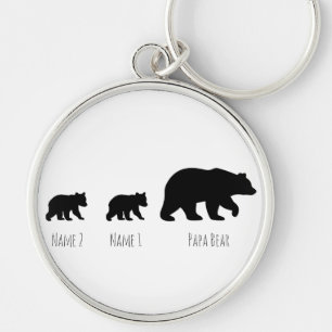 Custom Papa Bear Baby Bear Name Key Ring