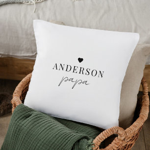 Custom Papa Throw Pillow   Name Heart Gift