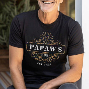 Custom Papaw's Pub Home Bar Year Established T-Shirt