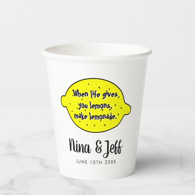 Custom paper cups for lemonade stand at wedding (Front)