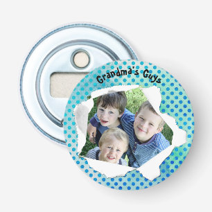 Custom Paper Hole Photo Blue Dots Template Bottle Opener