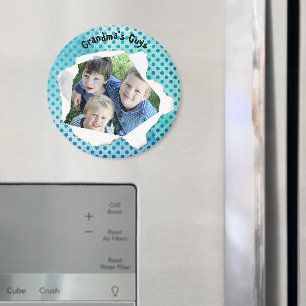 Custom Paper Hole Photo Blue Dots Template Magnet