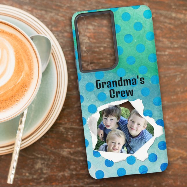 Custom Paper Hole Photo Blue Dots Template Samsung Galaxy S21 Ultra Case (Creator Uploaded)