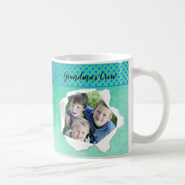 Custom Paper Hole Photo Blue Green Template Coffee Mug (Right)