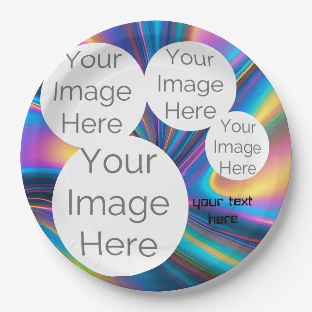 custom paper photo text template rainbow plate (Front)