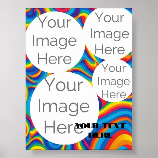 custom paper photo text template rainbow poster (Front)