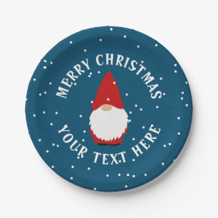 Custom paper plates with cute Christmas gnome