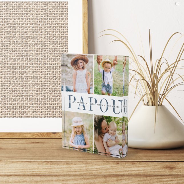 Custom Papou Grandchildren Photo Block (Creator Uploaded)