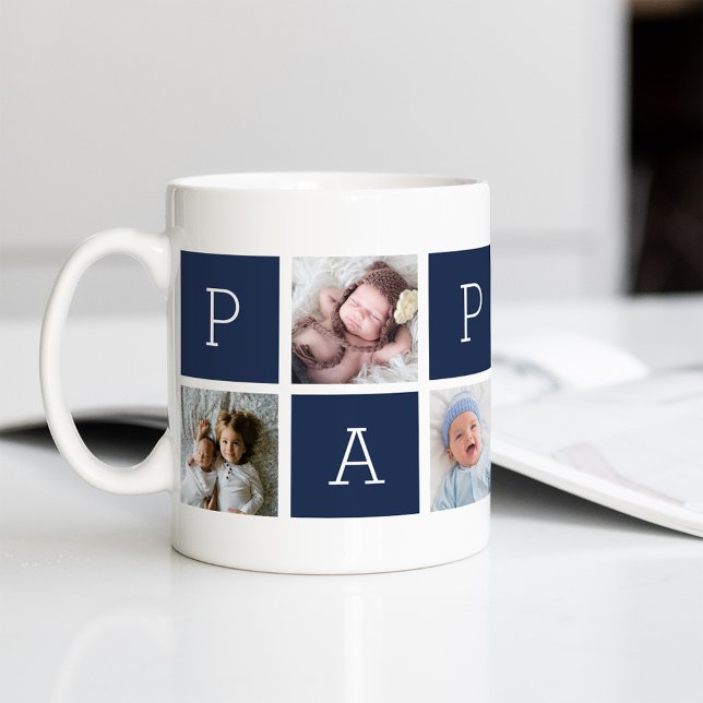 Custom Pappou Grandfather Photo Collage Coffee Mug (Creator Uploaded)