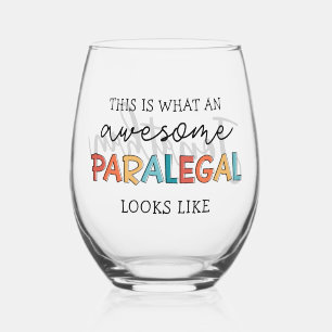 Custom Paralegal Awesome Legal Assistant Funny Stemless Wine Glass