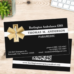 Custom Paramedic EMS EMT Ambulance Medical QR Code Business Card
