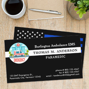 Custom Paramedic EMT Ambulance Service Emblem Logo Business Card