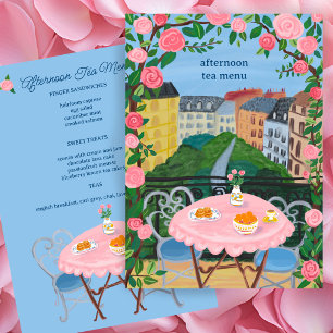 CUSTOM Paris Tea on the Balcony with a View Art Menu