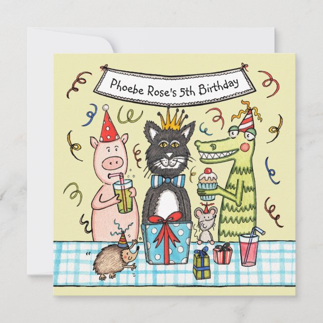 Custom Party Animals Birthday Party Invitation (Front)