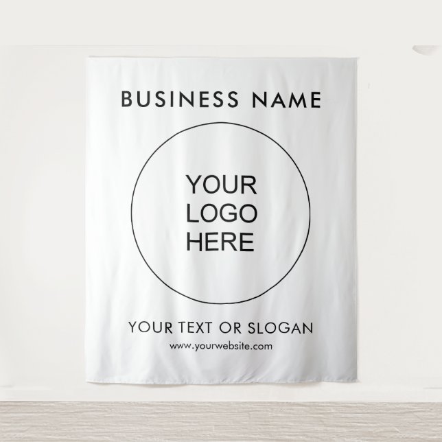 Custom Party Event Seminar Logo Text Backdrop Tapestry (Front)