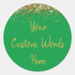Custom Party Favour Birthday Kelly Green and Gold Classic Round Sticker