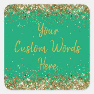 Custom Party Favour Personalised Birthday Green  Square Sticker