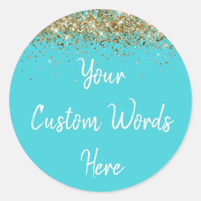 Custom Party Favour Personalised Birthday Turquois Classic Round Sticker (Front)