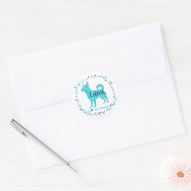 Custom Pastel blue chihuahua Silhouette sticker (Envelope)