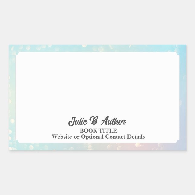 Custom Pastel Blue Custom Author Bookplate Rectangular Sticker (Front)