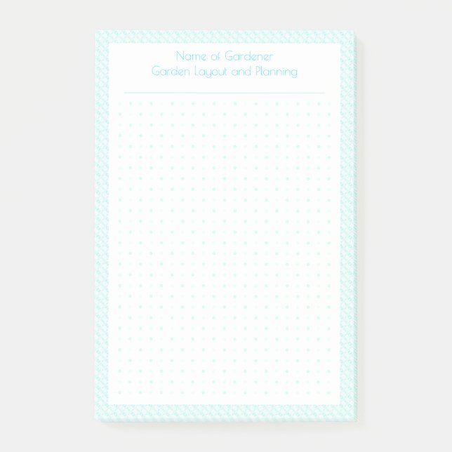Custom Pastel Blue Dot Grid Garden Layout Plan Post-it Notes (Front)