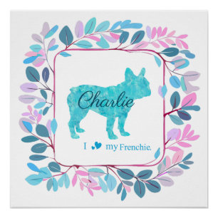 Custom Pastel blue french bulldog poster decor