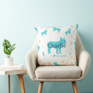 Custom Pastel blue french bulldog throw pillow