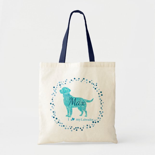 Custom Pastel blue labrador retriever tote bag (Front)