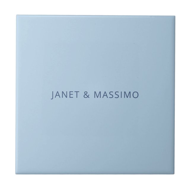 Custom pastel blue personalised minimalist name ceramic tile (Front)