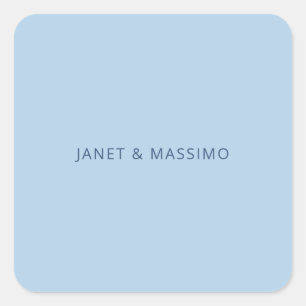 Custom pastel blue personalised minimalist name square sticker