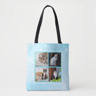 Custom Pastel Blue Photo Tote Bag