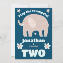 Custom pastel boho floral elephant 2nd birthday