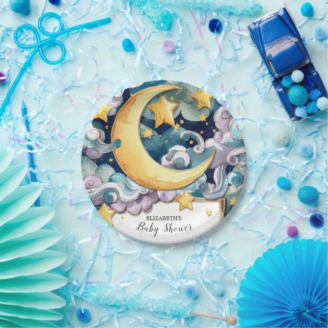 Custom Pastel Celestial Baby Shower Paper Plate (Party)
