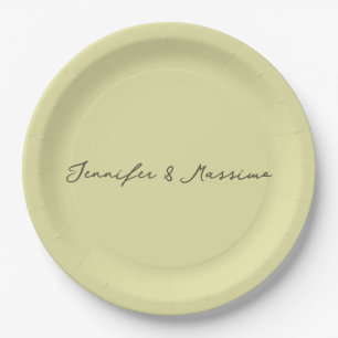 Custom pastel colour personalised minimalist name paper plate