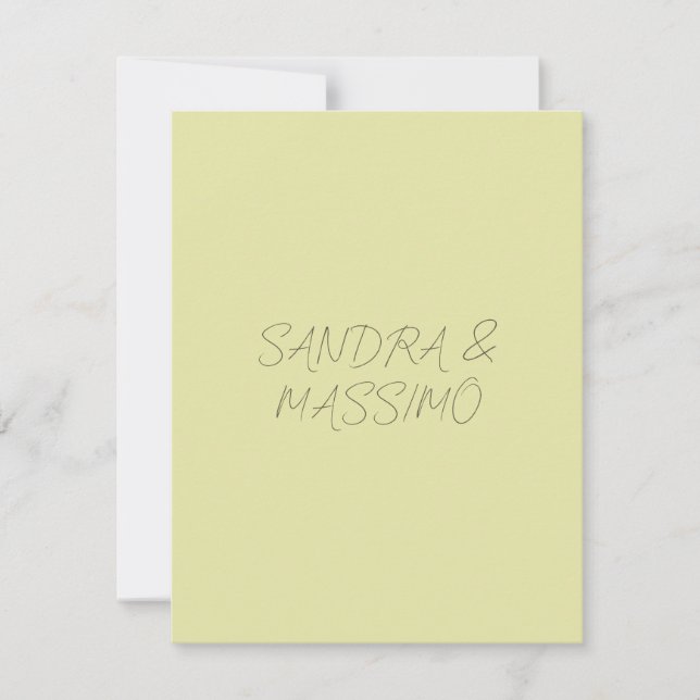 Custom pastel colour personalised minimalist name RSVP card (Front)