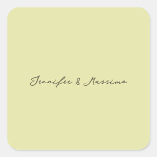 Custom pastel colour personalised minimalist name square sticker