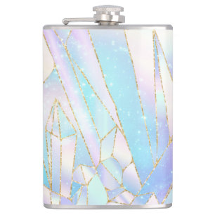 CUSTOM PASTEL CRYSTAL WHITE GOLD HIP FLASK