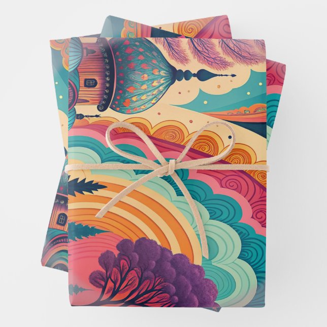 Custom Pastel Dome Dream Wrapping Set (3 Sheets) Paper Sheet (In situ)