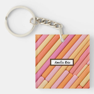 Custom Pastel Geometric Acrylic Keychain – Modern