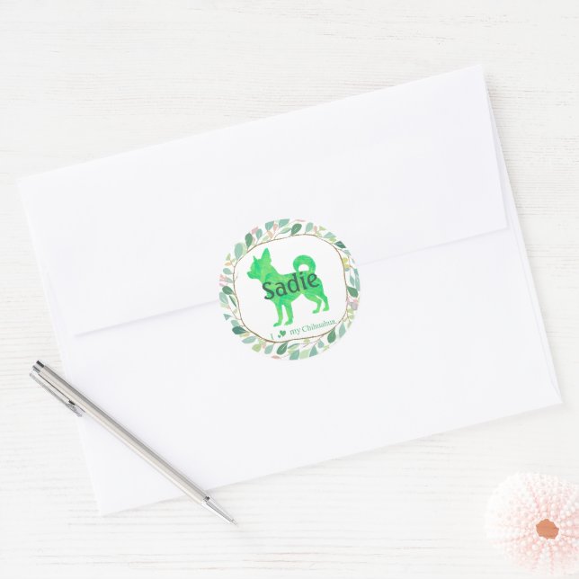 Custom Pastel green chihuahua Silhouette sticker (Envelope)