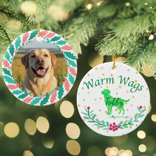 Custom Pastel Green Labrador Retriever Christmas  Ceramic Ornament