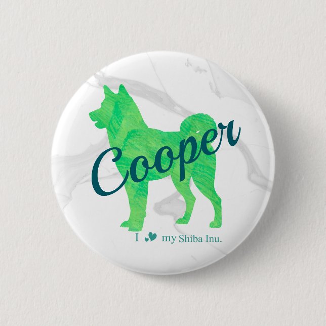 Custom Pastel Green Shiba Inu Silhouette Badge (Front)