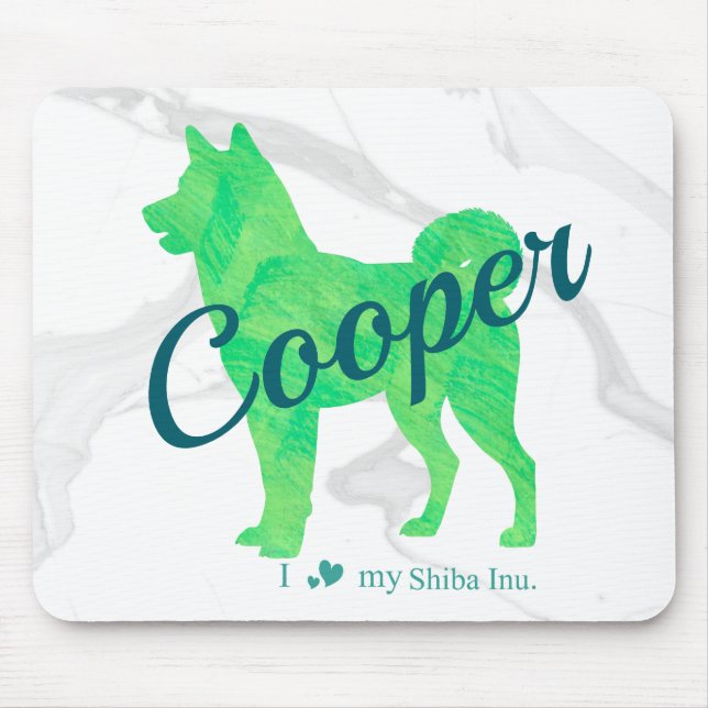 Custom Pastel Green Shiba Inu Silhouette Mouse Pad (Front)
